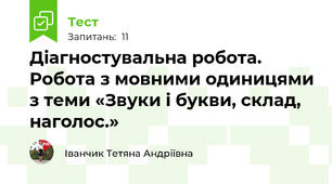 Діагностувальна робота. Робота з мовними одиницями з теми «Звуки і букви, склад, наголос.»