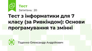 Тест з інформатики для 7 класу (за Ривкіндом): Основи програмування та змінні