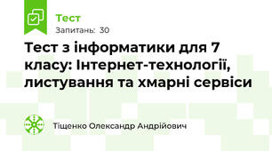 Тест з інформатики для 7 класу: Інтернет-технології, листування та хмарні сервіси
