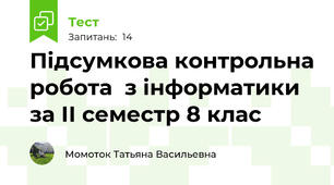Підсумкова контрольна робота  з інформатики за ІІ семестр 8 клас