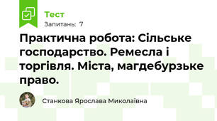 Практична робота: Сільське господарство. Ремесла і торгівля. Міста, магдебурзьке право. 
