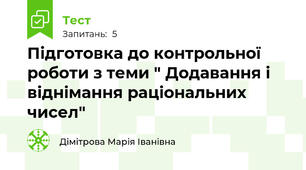 Підготовка до контрольної роботи з теми " Додавання і віднімання раціональних чисел"