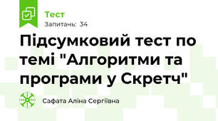 Підсумковий тест по темі "Алгоритми та програми у Скретч"