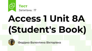 Access 1 Unit 8A (Student's Book)