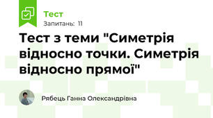 Тест з теми "Симетрія відносно точки. Симетрія відносно прямої"