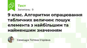 9 клас. Алгоритми опрацювання табличних величин: пошук елемента з найбільшим та найменшим значенням