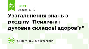 Узагальнення знань з розділу "Психічна і духовна складові здоров’я"