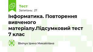 Інформатика. Повторення вивченого матеріалу.Підсумковий тест  7 клас