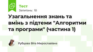 Узагальнення знань та вмінь з підтеми "Алгоритми та програми" (частина 1)