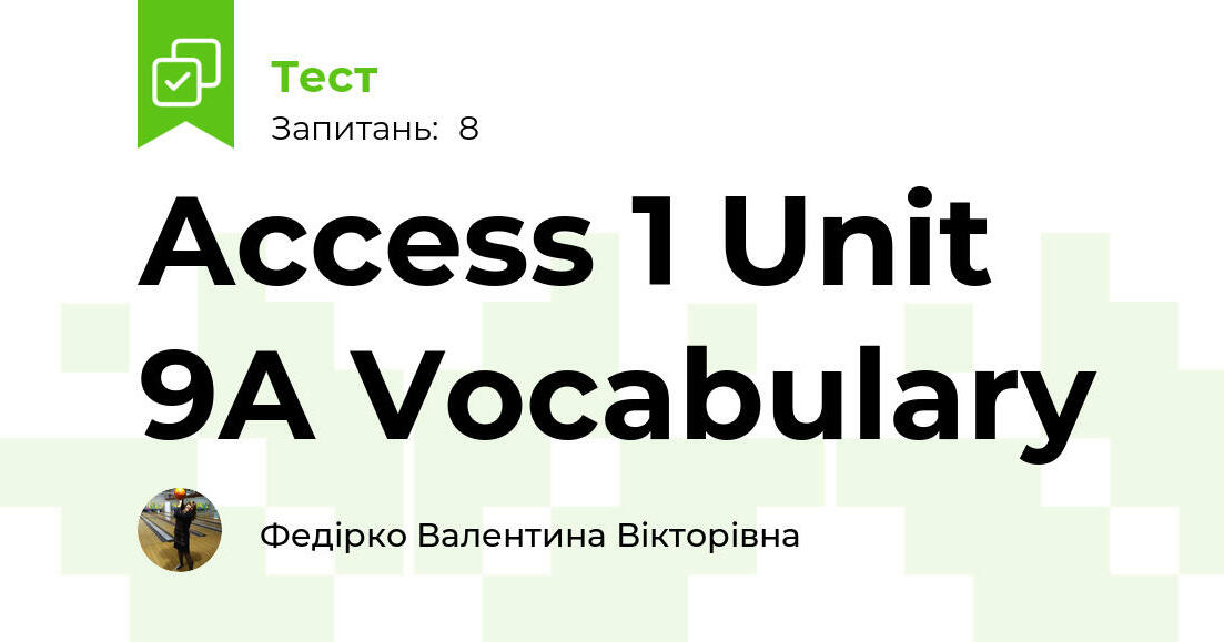 Sprawdzian Access 1 Unit 3