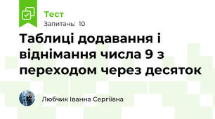 Таблиці додавання і віднімання числа 9 з переходом через десяток