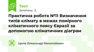 Практична робота №11 Визначення типів клімату в межах помірного кліматичного поясу Євразії за допомогою кліматичних діаграм