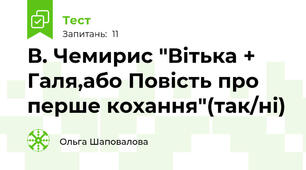 В. Чемирис "Вітька + Галя,або Повість про перше кохання"(так/ні)