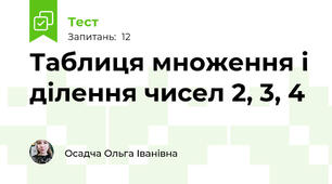 Таблиця множення і ділення чисел 2, 3, 4