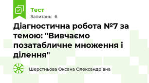 Діагностична робота №7 за темою: "Вивчаємо позатабличне множення і ділення"