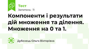 Компоненти і результати дій множення та ділення. Множення на 0 та 1.