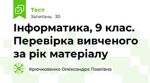 Інформатика, 9 клас. Перевірка вивченого за рік матеріалу