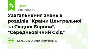 Узагальнення знань з  розділів "Країни Центральної та Східної Європи", "Середньовічний Схід"