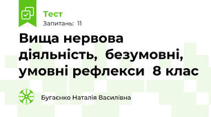 Вища нервова діяльність,  безумовні, умовні рефлекси  8 клас