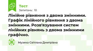 Лінійне рівняння з двома змінними. Графік лінійного рівняння з двома змінними. Розв'язування систем лінійних рівнянь з двома змінними графічно.