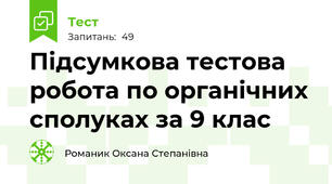 Підсумкова тестова робота по органічних сполуках за 9 клас