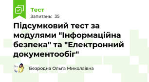 Підсумковий тест за модулями "Інформаційна безпека" та "Електронний документообіг"