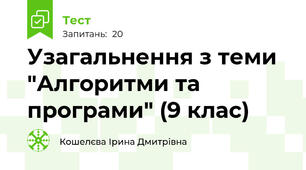 Узагальнення з теми "Алгоритми та програми" (9 клас)