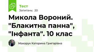 Микола Вороний. "Блакитна панна", "Інфанта". 10 клас