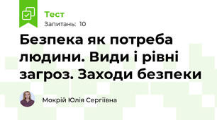 Безпека як потреба людини. Види і рівні загроз. Заходи безпеки