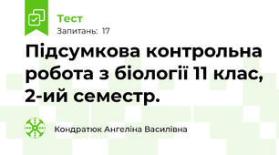  Підсумкова контрольна робота з біології 11 клас, 2-ий семестр.