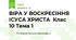 ВІРА У ВОСКРЕСІННЯ ІСУСА ХРИСТА Клас 10 Тема 1