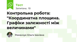 Контрольна робота: "Координатна площина. Графіки залежності між величинами"