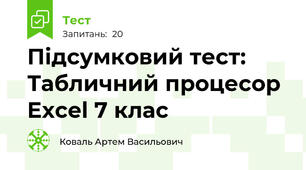 Підсумковий тест: Табличний процесор Excel 7 клас