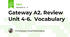 Gateway A2. Review Unit 4-6. Vocabulary