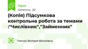 (Копія) Підсумкова контрольна робота за темами :"Числівник","Займенник"