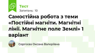 Самостійна робота з теми «Постійні магніти. Магнітні лінії. Магнітне поле Землі» 1 варіант