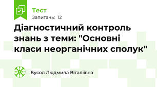 Діагностичний контроль знань з теми: "Основні класи неорганічних сполук"