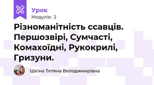 Різноманітність ссавців. Першозвірі, Сумчасті, Комахоїдні, Рукокрилі, Гризуни.