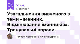 Узагальнення вивченого з теми «Іменник. Відмінювання іменників». Тренувальні вправи.