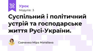 Суспільний і політичний устрій та господарське життя Русі-України.