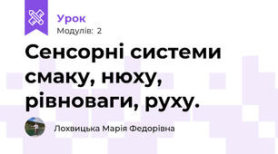Сенсорні системи смаку, нюху, рівноваги, руху.
