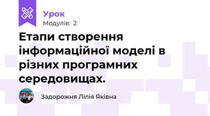 Етапи створення інформаційної моделі в різних програмних середовищах.