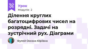 Ділення круглих багатоцифрових чисел на розрядні. Задачі на зустрічний рух. Діаграми