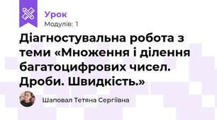 Діагностувальна робота з теми «Множення і ділення багатоцифрових чисел. Дроби. Швидкість.» 