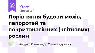 Порівняння будови мохів, папоротей та покритонасінних (квіткових) рослин