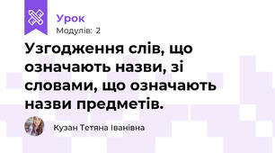 Узгодження слів, що означають назви, зі словами, що означають назви предметів.