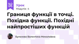 Границя функції в точці. Похідна функції. Похідні найпростіших функцій