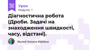 Діагностична робота (Дроби. Задачі на знаходження швидкості, часу, відстані).