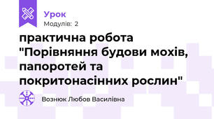  практична робота "Порівняння будови мохів, папоротей та покритонасінних рослин"