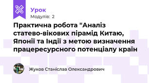 Практична робота "Аналіз статево-вікових пірамід Китаю, Японії та Індії з метою визначення працересурсного потенціалу країн